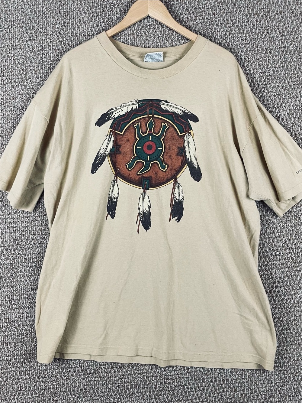 Vintage 90s Dreamcatcher Graphic T-Shirt Size XXL Single Stitch USA Badlands Ws